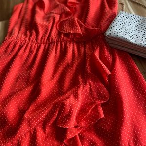 Anthropologie Orange Polka Dot Frills Dress